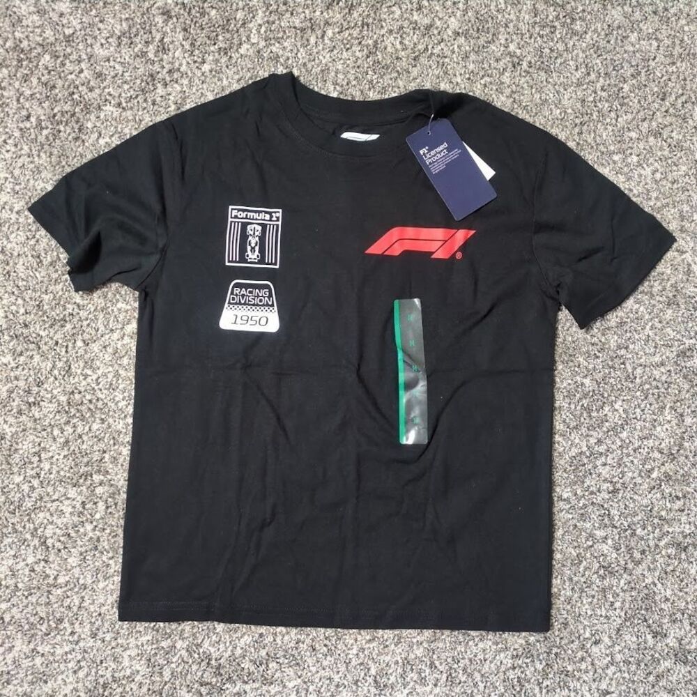 Formula 1 Kids Youth Medium Black Graphic T-Shirt Hybrid Apparel Racing Division